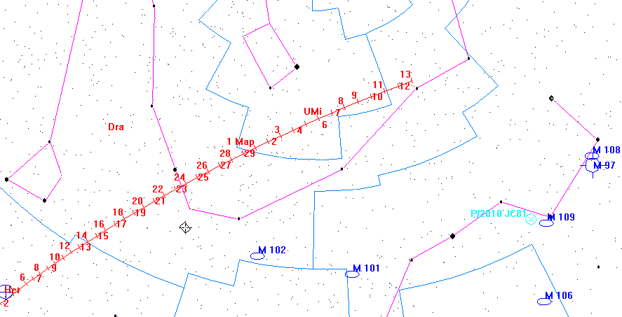 поисковая карта кометы Гаррарда